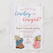 Cowboy/Cowgirl Bootie Gender Reveal Einladung (Vorne/Hinten)