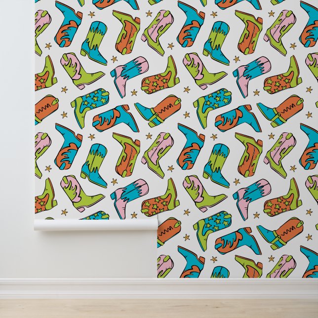 Cowboy Cowgirl Boots Western Pattern Tapete (Anwendung)