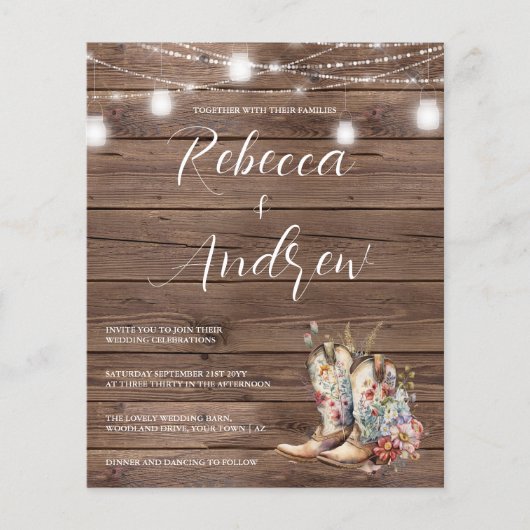 Cowboy Cowgirl Floral Lights Wedding (Vorderseite)