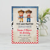 Cowboy-Cowgirl-Geburtstagsfeier Einladung (Stehend Vorderseite)