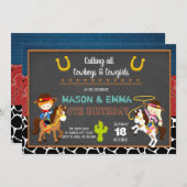 Cowboy-Cowgirl-Geburtstagsfeier Einladung (Vorne/Hinten)