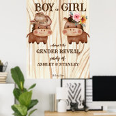 Cowboy Cowgirl Geschlecht enthüllt Party Begrüßung Poster (Heimbüro)