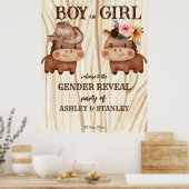 Cowboy Cowgirl Geschlecht enthüllt Party Begrüßung Poster (Küche)