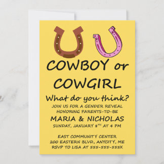 Cowboy Cowgirl Geschlecht Enthüllungsfeier Einladu Einladung