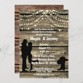 Cowboy Cowgirl Hug Wood String Light Empfang Einladung