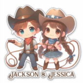 Cowboy & Cowgirl in Lasso Liebe geknackt Aufkleber (Vorderseite)