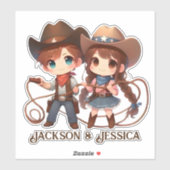 Cowboy & Cowgirl in Lasso Liebe geknackt Aufkleber (Blatt)
