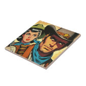 Cowboy/Cowgirl Retro Comicen Fliese (Seite)