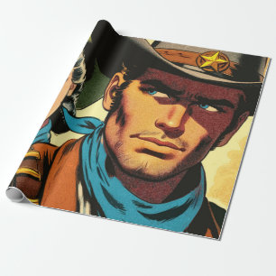 Cowboy/Cowgirl Retro Comicen Geschenkpapier