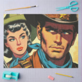 Cowboy/Cowgirl Retro Comicen Seidenpapier (Basteln)