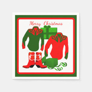 Cowboy Cowgirl Rodeo Western Shirts and Boots Serviette