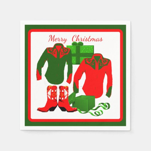 Cowboy Cowgirl Rodeo Western Shirts and Boots Serviette (Vorderseite)