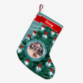 Cowboy Cowgirl Roping Blue Custom Foto Strumpf Kleiner Weihnachtsstrumpf (Vorderansicht (hängend))