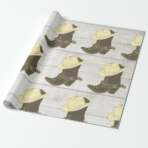 Cowboy Cowgirl Rustic Wood Geschenkpapier