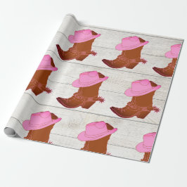 Cowboy Cowgirl Rustikal Pink Geschenkpapier