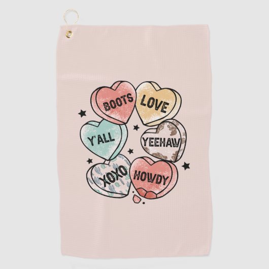 Cowboy Cowgirl Thema Herz Golfhandtuch (Vorderseite)