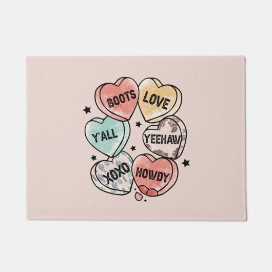 Cowboy Cowgirl Theme Hearts Fußmatte (Vorderseite)