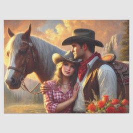 Cowboy Cowgirl und ein Western Seidenpapier