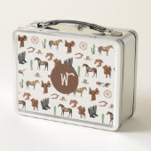 Cowboy Cowgirl Western Rodeo Country Monogram Metall Brotdose (Rückseite)