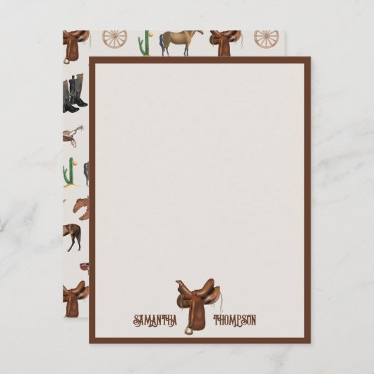 Cowboy Cowgirl Western Rodeo Country Name Mitteilungskarte (Vorne/Hinten)