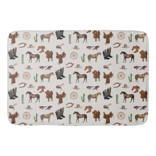 Cowboy Cowgirl Western Rodeo Country Pattern Badematte (Vorderseite)