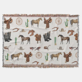 Cowboy Cowgirl Western Rodeo Country Pattern Decke