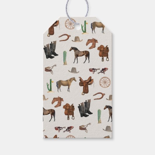 Cowboy Cowgirl Western Rodeo Country Pattern Geschenkanhänger (Vorderseite)