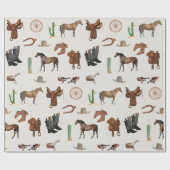 Cowboy Cowgirl Western Rodeo Country Pattern Geschenkpapier (Flach)