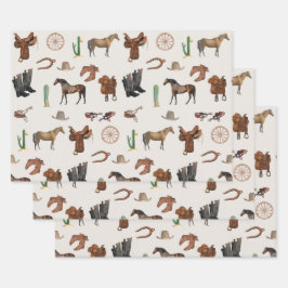 Cowboy Cowgirl Western Rodeo Country Pattern Geschenkpapier Set