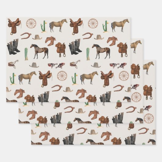 Cowboy Cowgirl Western Rodeo Country Pattern Geschenkpapier Set (Set)