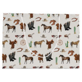 Cowboy Cowgirl Western Rodeo Country Pattern Große Geschenktüte (Rückseite)