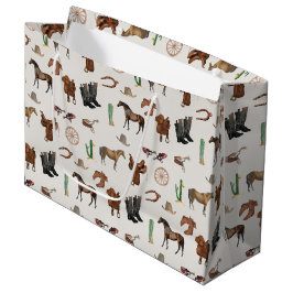 Cowboy Cowgirl Western Rodeo Country Pattern Große Geschenktüte