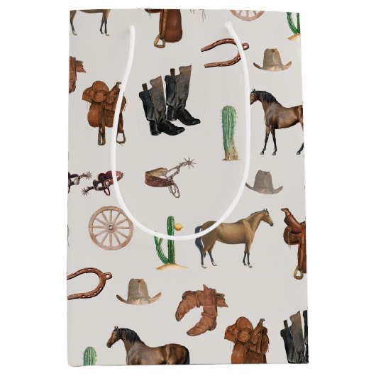 Cowboy Cowgirl Western Rodeo Country Pattern Mittlere Geschenktüte (Vorderseite)