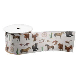 Cowboy Cowgirl Western Rodeo Country Pattern Satinband