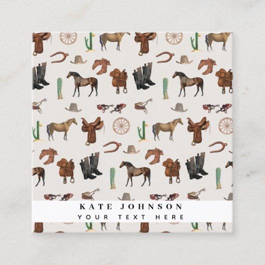 Cowboy Cowgirl Western Rodeo Country QR Code Quadratische Visitenkarte (Vorderseite)