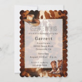 Cowboy Cream Brown Cowhide Hat Stiefel Einladung (Vorderseite)