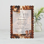 Cowboy Cream Brown Cowhide Hat Stiefel Einladung (Stehend Vorderseite)