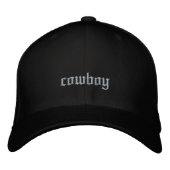 Cowboy Custom Old English Schwarz Bestickte Baseballkappe (Vorderseite)