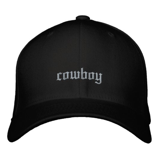 Cowboy Custom Old English Schwarz Bestickte Baseballkappe (Vorderseite)