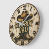 Cowboy Dad Western Rustic Ranch Große Wanduhr (Winkel)