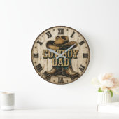 Cowboy Dad Western Rustic Ranch Große Wanduhr (Zuhause)