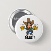 Cowboy, der Bier-Tassen hält Button (Vorne & Hinten)