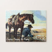 Cowboy, der das Rosenbeet betet Puzzle (Horizontal)
