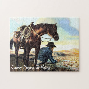 Cowboy, der das Rosenbeet betet Puzzle