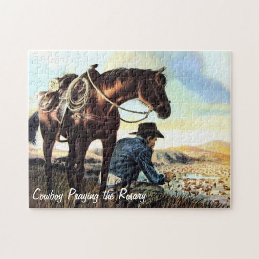 Cowboy, der das Rosenbeet betet Puzzle (Horizontal)