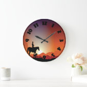 Cowboy, der eine Pferdeuhr reitet Große Wanduhr (Zuhause)