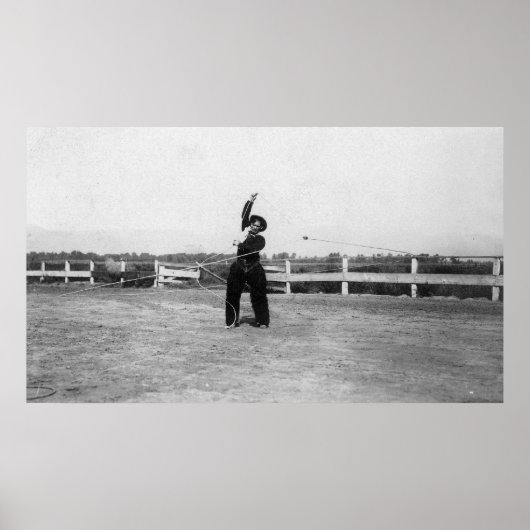 Cowboy, der seine Lasso-Fähigkeiten übt Poster (Vorne)