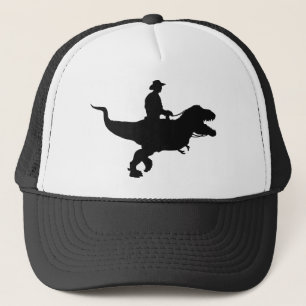 Cowboy, der T-Rex Fernlastfahrer-Hut reitet Truckerkappe