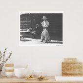 Cowboy, der von einer Peter Pan-Erdbutter-Dose iss Poster (Küche)