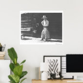 Cowboy, der von einer Peter Pan-Erdbutter-Dose iss Poster (Heimbüro)